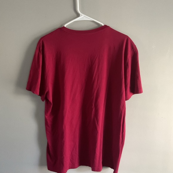 Lacoste Men's Burgundy V-Neck T-Shirt - Picture 2 of 3